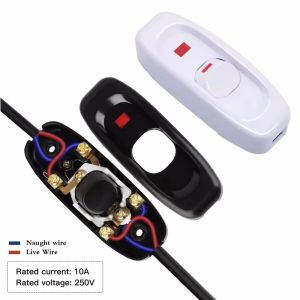 Inline Switch Cord Appliance Black/ White Switch Button ON OFF for Lamp Replacement Repair Control LED Electrical Extension