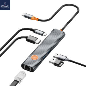 WIWU 5 in 1 USBC to HDMI with a Patented One-key Screen-off Switch Dual USB-A 3.1 Fast charging PD100W for MacBook Pro/ MacBook Air/Dell and More