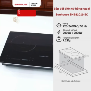 Bếp Đôi Điện Từ Hồng Ngoại Sunhouse SHB8609/SHB81011ec 4000W - Bảo Hành Tại Nhà