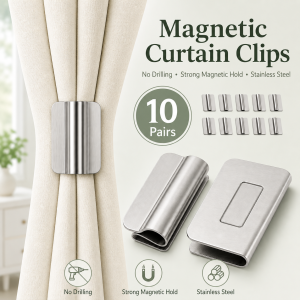 10/20 Pairs Magnetic Stainless Steel Curtain Magnets No Drill Light Blocking Curtain Closure Clips Reusable Curtain Gap Fastene