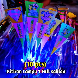 10 pcs Mainan Kitiran Lampu Terbang 1 Lampu Full Sablon Karakter