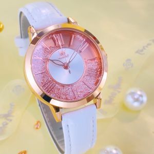 OLEVS resmi autentik jam tangan wanita aesthetic dewasa terbaru 2024 anti air cermin HD elegan simple jam tangan kulit hadiah untuk cewek