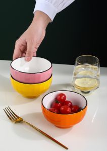 [Color Separation Tableware] Color Diamond Bowl Ceramic Bowl 4.5/5/6 Inch Tableware For Home Childrens Bowl Rice Bowl
