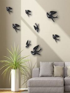 ตกแต่งผนัง 3 มิติรูปนกกระต่ายสไตล์อิตาลีสุดเรียบง่าย ตกแต่งห้องนั่งเล่น ไม่ต้องเจาะ วัสดุพลาสติก งานฝีมือ