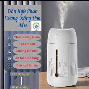 MÁY PHUN SƯƠNG TẠO ẨM XÔNG TINH DẦU - Đèn Ngủ Phun sương Tạo độ ẩm với Nhiều Màu đẹp mắt Dung tích 1.2L