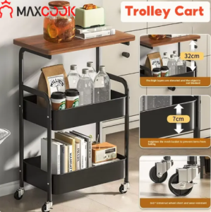 MAXCOOK 3 Tiers Trolley Cart Kitchen Organzier Vegetables Fruits Holder Storage Metal Rolling Rack with Wheels