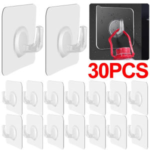 5/10/20/30Pcs Wall Mounted Hooks Transparent Self Adhesive Door Wall Hangers Hooks Heavy Load Rack Kitchen Organizer Holder
