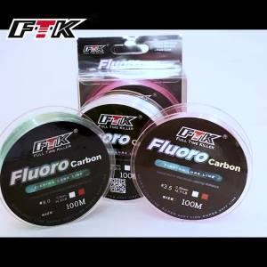 FTK 100M Fluorocarbon Coating Fishing Line 4.13LB-34.32LB Carbon Fiber Monofilament Leader Line Carp Fishing Sinking Line