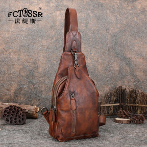 FA Tesi กระเป๋าสะพายข้างหนังนิ่มแฮนด์เมดแบบใหม่สำหรับผู้ชายกระเป๋าสะพายไหล่เดียวหนังวัวชั้นดีกระเป๋าคาดอกหนังแท้ลำลองแนววินเทจแฟชั่น