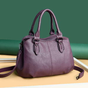 Genuine Leather Handbag Womens Shoulder Crossbody Bag Soft Leather Moms Bag Spring Summer Versatile Three-Layer Zipper Closure