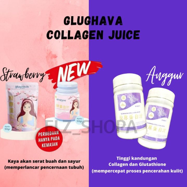 Glughava Collagen Drink Juice Anggur dan Strawberry 50gr