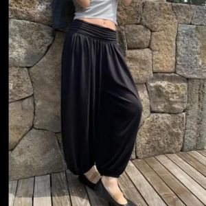 Summer Simple Fashion Gray Casual Versatile Bloomers Womens Streets High Waist Holiday Pleated Nine-point Pants Popular Trend