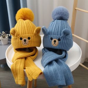 SET MŨ LEN + KHĂN LEN MINKBABY CHO BÉ 3-10 TUỔI ( MẪU 2)