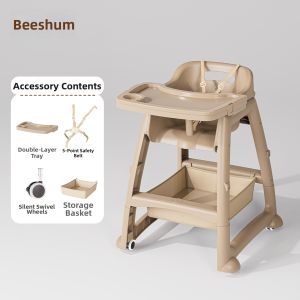 Beeshum | Thick and Sturdy Baby High Chair Prevents Tipping and Sliding Out Ensures Proper Sitting Posture