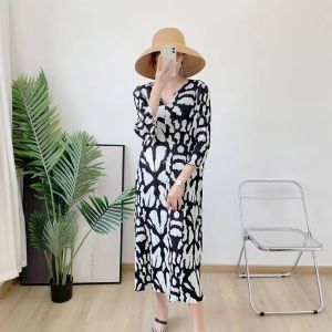 [NOVA quality] Miyake pleated new tie-dye printed skirt summer fashion casual temperament high-end slimming dress