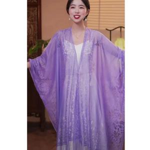 New Lace Shawl Cheongsam Cardigan Beach Vacation Cover up Swimsuit Cover Large Shawl Korean Style Summer Multi Functional Pure Color Women