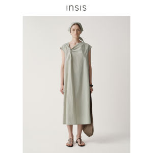 INSIS FEMME | High Count Pure Cotton Asymmetric Knot Fly Sleeve A-Line Dress