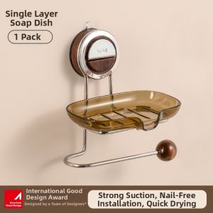 bydoll | Suction Wall Mount Soap Box with Drainage