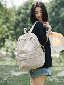 New 2025 Womens College Student Backpack Double Shoulder Bag for Class Commuting Travel Simple Computer Bag Youth Style