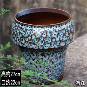 Rustic Large Diameter Ceramic Flower Pot Breathable Coarse Clay Potted Plant Vintage Succulent Container Garden Art Decor