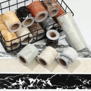 5M DIY Waterproof PVC Wooden Marble Self-adhesive Line Skirting Line Adhesive Tape Kitchen Living Room Floor Edge Decoration