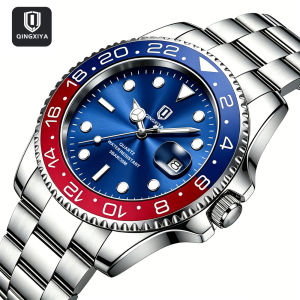 QINGXIYA Brand New Fashion Men Quartz Watch Luxury Stainless Steel Waterproof Luminous Date Business Mens Watches Reloj Hommes