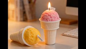 Ice Cream Silicone Candle Mold DIY Aromatherapy Soap Plaster Wax Making Ice Cream Cone Fondant Dessert Cake Baking Mold