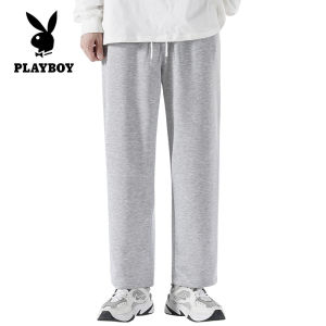 PLAYBOY Cotton Super Soft Autumn and Winter Casual Sports Pants Mens Straight Loose Sweatpants