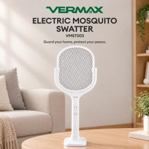 VERMAX 3IN1 Electric Mosquito Swatter Racket 3000V With Telescopic Handle & Base Insect Killers