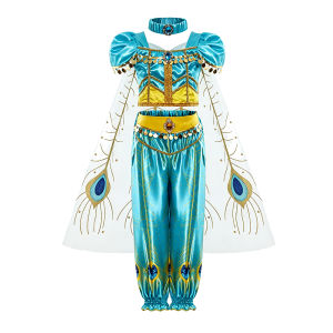 Girls Jasmine Costume Arabian Princess Dress Kids Birthday Party Christmas Fancy Dress Baby Jasmine Cosplay Clothes