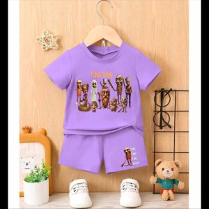 Setelan Baju Kaos Untuk Anak Laki Perempuan Motif Tung Tung Sahur Viral Usia 1-8 Tahun