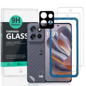 Ibywind For Motorola Edge 50 Neo/60 Neo 5G Screen Protector(Pack of 2)with 1pc Metal Lens Protector1pc Carbon Fiber Back FIlmEasy Install Kit