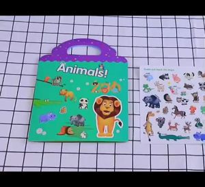🇲🇾 ReadyStock Reusable Children Sticker Books Quiet Book for Kids 100% Safe No Adhesive Animal Dinosaur Vehicle Space