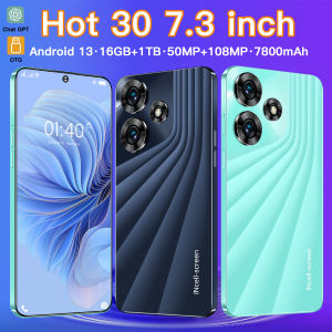 New Hot 30 5g Smartphone 7.3 HD+ Full Display Memory 16GB +1TB Android 13.0 System Battery 7800Mah