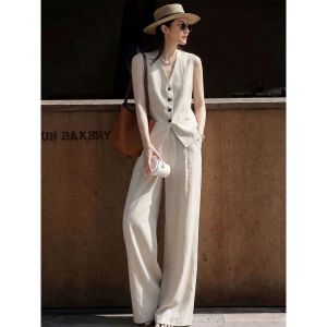 NUANPING | Bộ Quần Áo Mỏng Elegent Cho Mùa Hè Bao Gồm Vest Và Quần