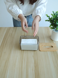 Transparan Estetik Plastik Kayu || Kotak Tisu Plastik Kayu Estetik Untuk Ruangan PAULA TISSUEBOX Kotak Tissue