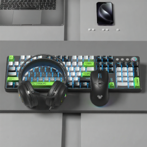 AULA | Gaming Office Mechanical Keyboard and Mouse Set Blue/Red/Tea Axis