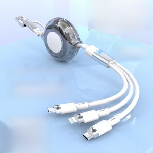 Multi-Function Fast Charge Data Cable Wireless Charging Magnetic Absorption USB Type-C for Android Phone Flat Cable 15 Multi-Device Support