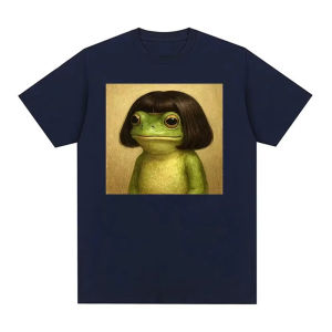 Sanrio | Vintage 90s Casual Oversized T-shirt Funny Frog Face with Bob Haircut Meme T Shirt Men Women Fashion Humor Short Sleeve T-shirt