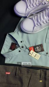 Kemeja Pria Lengan Pendek Polos Warna Hijau Sage Slimfit Casual Hem Pria Lengan Pendek Formal