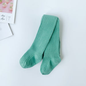 Girls Slim Fit Elastic Dance Tights Green Pantyhose Spring Autumn Childrens All-in-one Suit Cotton Polyester Blend