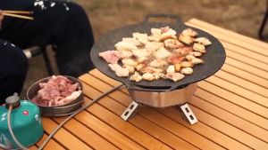 Grill Pan Korean Alat Panggangan Daging/Alat Pemanggang Bulat BBQ Anti Lengket Ukuran 34CM