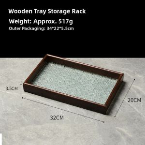 Walnut Colored Pressed Glass Tray Long Rectangle