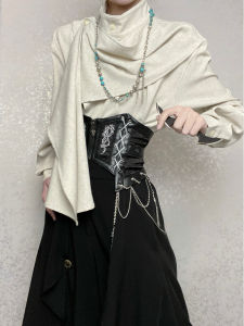 ROAE Retro Scarf Collar Shirt Design Sensation Small Audience New Chinese Style Loose Fit Polyester Fiber Long Sleeve Button up