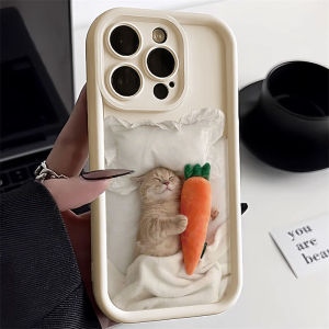 Cute Sleeping Cat Full Cover iPhone 17 pro Max 16 pro Max 15 14 pro 13 12 Compatible Durable Anti-Fall Soft TPU Phone Case