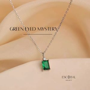 ESCOBAL✨สร้อยคอเงินแท้ GREEN EYED MYSTERY สร้อยคอเพชร มรกตอัญมณีสีเขียว สร้อยคอผู้หญิง จี้สร้อยคอเงินแท้ สร้อยคอเกาหลี ของขวัญให้คนสำคัญ ซื้อให้ญาติผู้ใหญ่ ของขวัญคนรัก พร้อมส่ง!!!