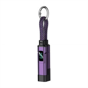 KEBIDUMEI NEW 4-in-1 Multi USB Charging Cable with LED Display Fast Charge Data Cord for iPhone Type-C Android Portable Keychain Charger