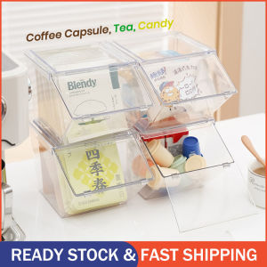 4pcs Capsule Coffee and Tea Bag Storage Box Acrylic Candy Organizer Rack Desktop Sundries Container