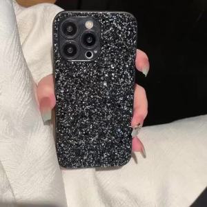 Sparkling Faux diamond rhinestone Leather Glitter Phone Case For Xiaomi Redmi Note 14 15 4G 5G Pro + Luxury Shockproof Cover
