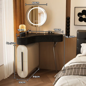Retro Corner Vanity Table Storage Cabinet